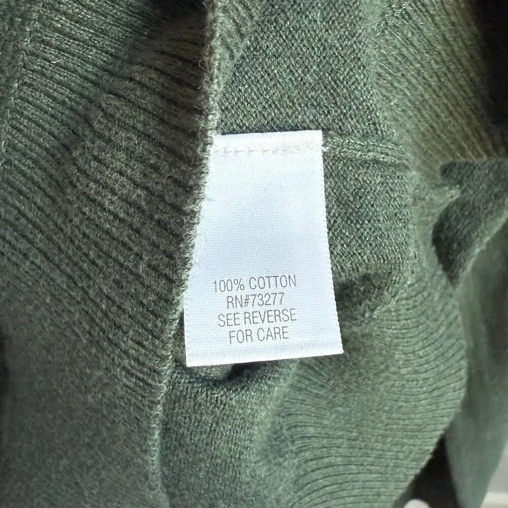 Sonoma Cotton Relaxed Academia Coastal Earth Colors V-Neck‎ Sweater XL Green